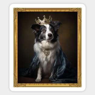 Majestic Border Collie - Medieval Queen of the Realm  (Framed) Sticker